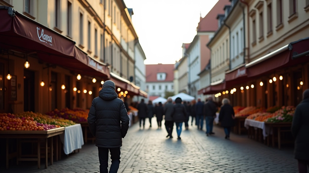 Vilniaus Halės turgaus pėsčiųjų zona su tradicinėmis pastatais