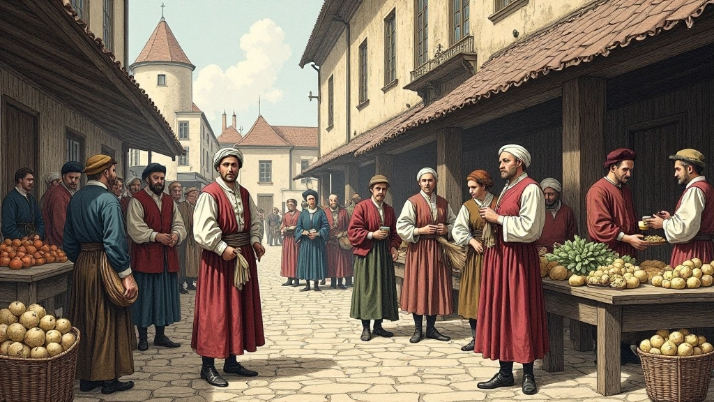 Senos gravūros vaizduojančios XIII amžiaus Vilniaus turgavietę su pirkliais, kurie prekiauja audeklais, grūdais ir tūkstančiais šviežių daržovių